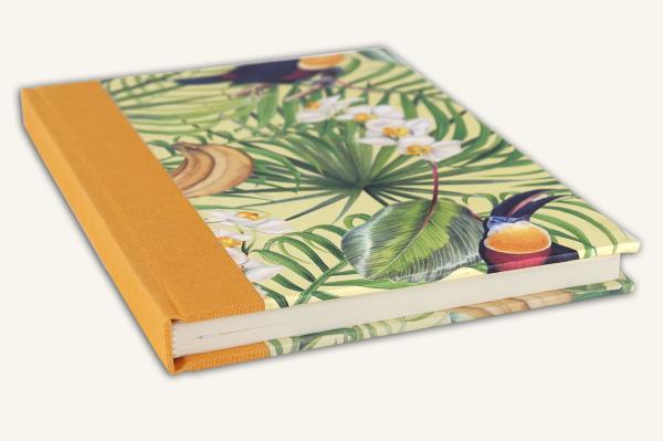Black-book with birds, cloth spine orange